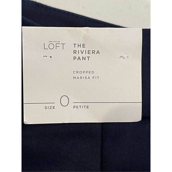 Loft women’s navy blue cropped Marisa fit The Riviera Pant size 0 petite NWT - Picture 7 of 8